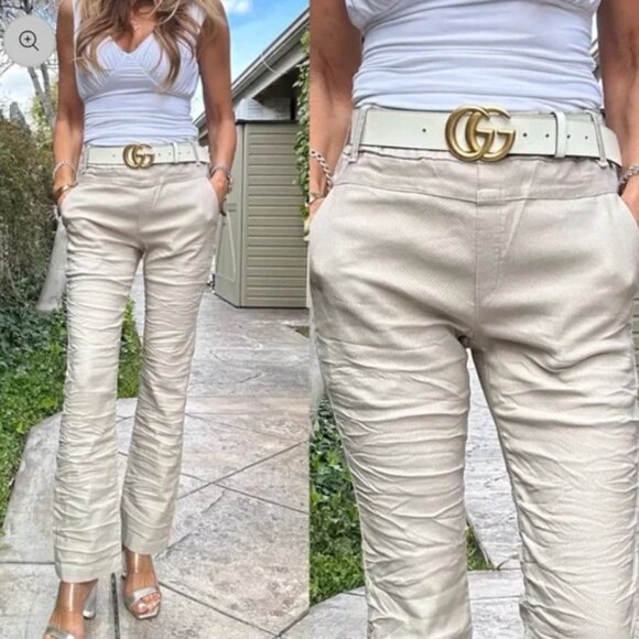 NWT BEVY FLOG Women's Liat Flare Stretch Pants in Beige Size 27 - Picture 1 of 7